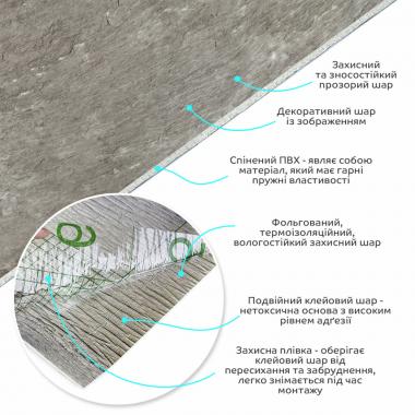 Самоклеюча вінілова плитка в рулоні 600х3000х2мм Сірий мармур Глянсова SW-00001286