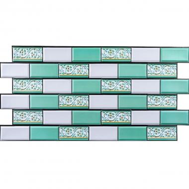 Декоративная ПВХ панель 960х480х4мм Кирпич зеленый орнамент SW-00001429