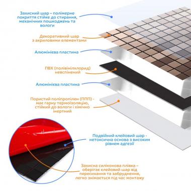 Самоклеюча алюмінієва плитка 300х300х3мм мідна мозаїка SW-00001157
