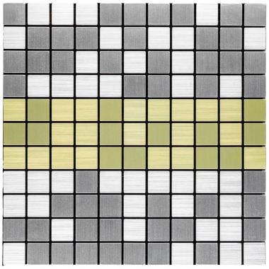 Самоклеюча алюмінієва плитка 300х300х3мм Срібна із золотом мозаїка SW-00001826