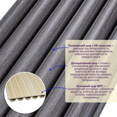 Рейка декоративная WPC круглая стеновая 3000х152х15мм Графит SW-00001873