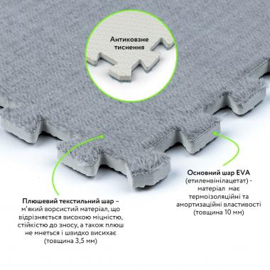 Підлога-пазл плюшевий 30х30х1см Світло-сірий (D) SW-00002080