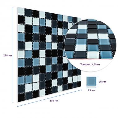 Мозаика из декоративного стекла 298х298х4,5мм Чёрно-серая SW-00002369