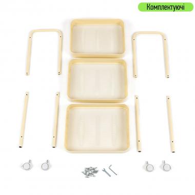 Етажерка мобільна триярусна универсальная з металу 45х30х78см Кремова SW-00002113