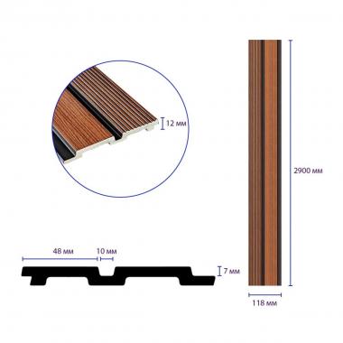 Рейка декоративная PS 2900х118х12мм Теплый каштан SW-00001753