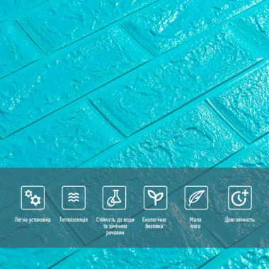 3D панель самоклеюча 700х770х5мм цегла Бірюза (002-5) SW-00000084