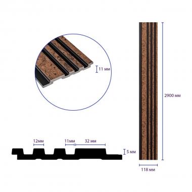 Рейка декоративная PS 2900х118х11мм Коричневый с золотыми вкраплениями SW-00002140-