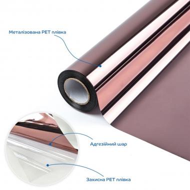 Зеркальная солнцезащитная плёнка для окон Бронза 600х10000х0,08мм SW-00002716