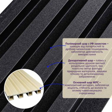 Рейка декоративна WPC стінова 3000х165х23мм Антрацит SW-00001532