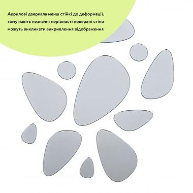 Зеркальный декор акриловый самоклеющийся Камешки серебро, 12шт (D) SW-00002496