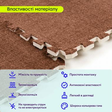 Підлога-пазл плюшевий 60х60х1см Коричневий (D) SW-00002083