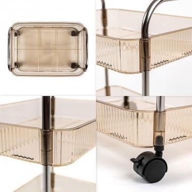 Етажерка мобільна двоярусна універсальна з акрилу та металу 40х28,5х45см Бежева SW-00002110