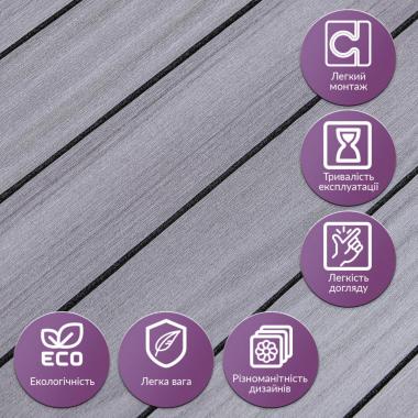 Покрытие виниловое самоклеющееся 3D Рейки в рулоне Тик Седой 600х2900х3мм (D) SW-00002907