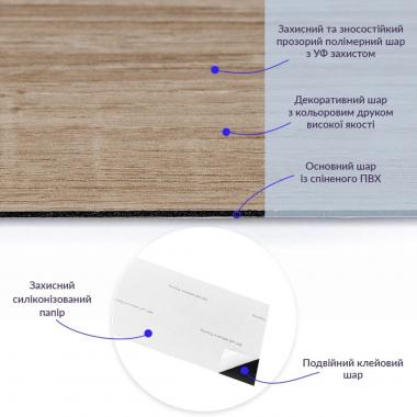 Самоклеящаяся виниловая плитка 152.4х914.4х1.5мм Дуб молочный, цена за 1 шт. (СВП-010) Матовая SW-00001129