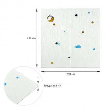 Панель стінова 3D 700х700х4мм Зірки та місяць на білому фоні SW-00001970