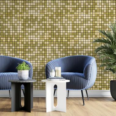 Самоклеюча алюмінієва плитка 300х300х3мм Зелене золото мозаїка SW-00001168