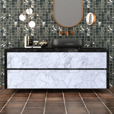 Самоклеюча плівка 0,45х10м х 0,07мм Сірий мармур срібні соти SW-00001213