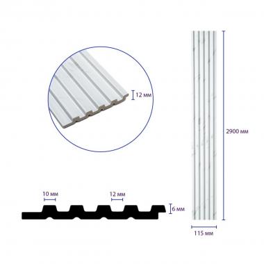 Рейка декоративная PS 2900х115х12мм Белый мрамор SW-00002134
