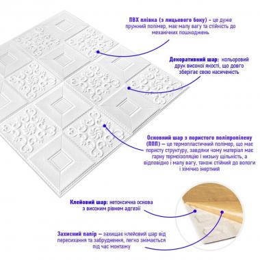 Самоклеюча декоративна настінно-стельова 3D панель фігури 700х700х5мм (114) SW-00000006