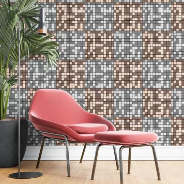 Самоклеюча алюмінієва плитка 300х300х3мм мідна мозаїка SW-00001157