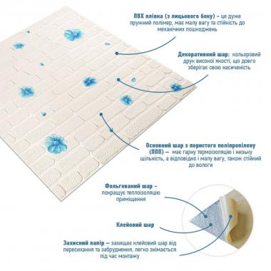 Панель стінова 3D 700х700х4мм Блакитні квіти SW-00001977