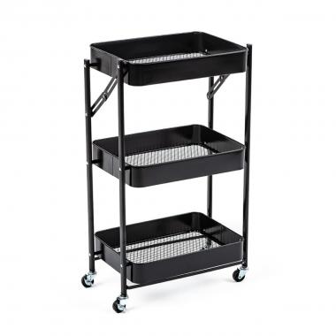 Етажерка мобільна триярусна універсальна з металу 46,5х29х77,5см Чорна SW-00002099