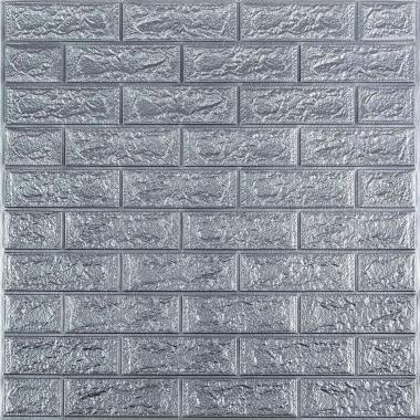 3D панель самоклеющаяся 700х770х3мм кирпич Серебро (017-3) SW-00000230