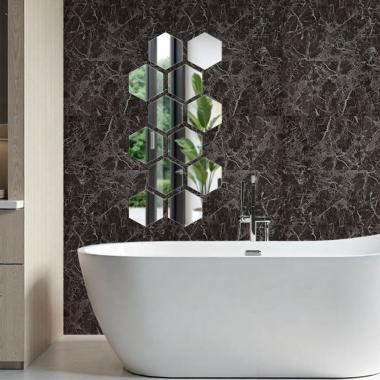 Зеркальный декор акриловый самоклеющийся 150*175мм серебро,12шт(D) SW-00002514