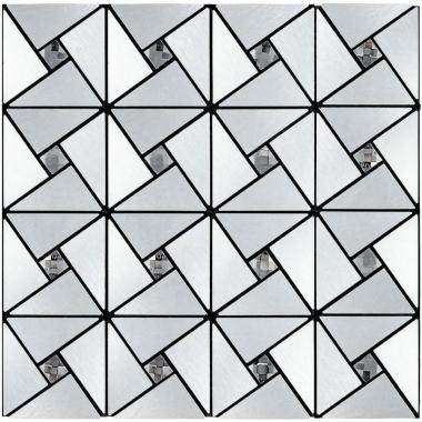 Самоклеюча алюмінієва плитка 300х300х3мм Срібло зі стразами SW-00001325