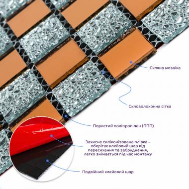 Мозаика из декоративного стекла 298х298х4,5мм Серый+оранж SW-00002361