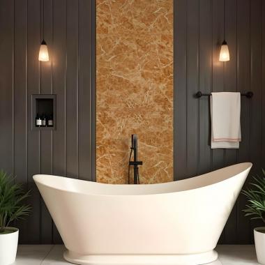 Декоративная ПВХ плита 600х600х3мм Кремовый мрамор (S) SW-00001619