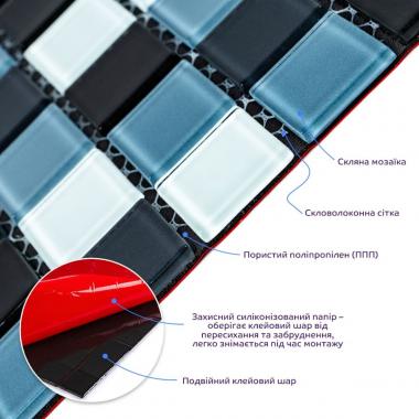 Мозаика из декоративного стекла 298х298х4,5мм Чёрно-серая SW-00002369