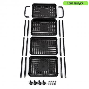 Етажерка мобільна чотириярусна універсальна пластикова 41х25х101см Чорна SW-00002108