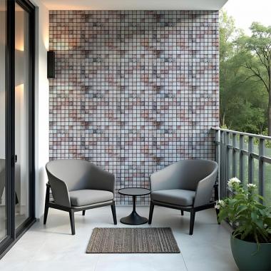 Декоративная ПВХ панель мозаика 960х480х4мм Бежевый мрамор SW-00001433