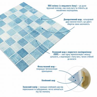 Панель стінова 3D 700х700х4мм Мозаїка блакитна SW-00002009