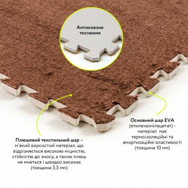 Підлога-пазл плюшевий 60х60х1см Коричневий (D) SW-00002083
