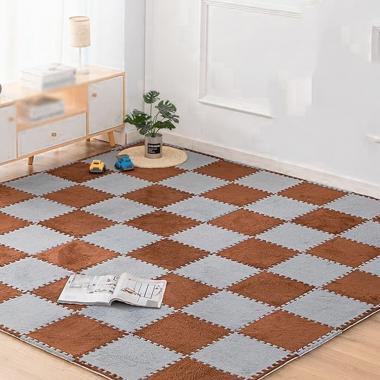 Пол-пазл плюшевый 30х30х1см Коричневый (D) SW-00002082