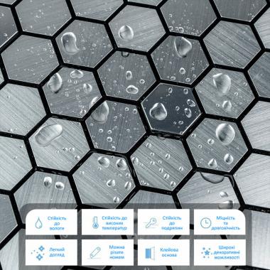 Самоклеюча алюмінієва плитка 300х300х3мм Срібна мозаїка із дзеркальними вставками SW-00001928