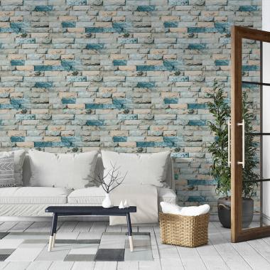 Обои самоклеющиеся 2800х500х1,5мм Бирюзовый екатеринославский кирпич (D) SW-00001943