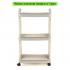 Етажерка мобільна триярусна універсальна пластикова 41х25х72см Слонова кістка SW-00002435