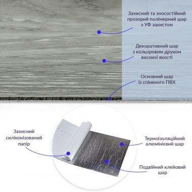Самоклеящаяся виниловая плитка 152.4х914.4х1.5мм Серое дерево, цена за 1 шт. (СВП-001) Матовая SW-00000283