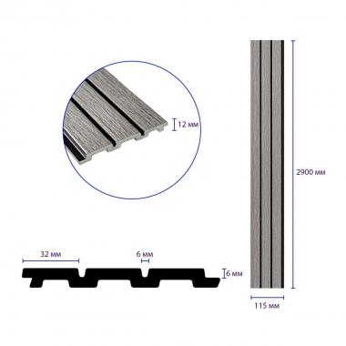 Рейка декоративная PS 2900х115х12мм Светло-серый дуб SW-00001740