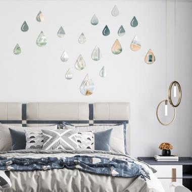 Зеркальный декор акриловый самоклеющийся Капли серебро,20шт (D) SW-00002492