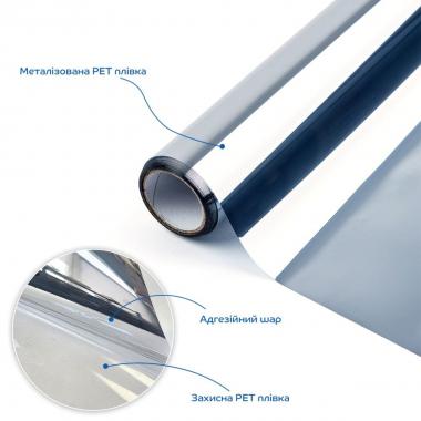 Зеркальная солнцезащитная плёнка для окон Серебро 600х3000х0,08 мм SW-00002724