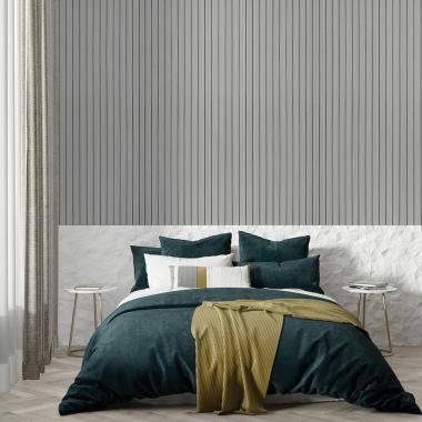 Покрытие виниловое самоклеющееся 3D Рейки в рулоне Скандинавский Белый Шпон 600х2900х3мм SW-00002904