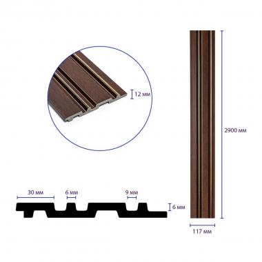 Рейка декоративна PS 2900х117х12мм Темний горіх із золотом SW-00002131-