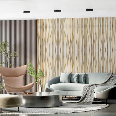 Самоклеюча 3D панель 700х700х5мм Золоті стрічки (440) SW-00001184