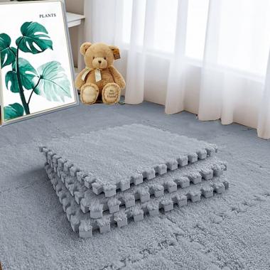 Підлога-пазл плюшевий 30х30х1см Світло-сірий (D) SW-00002080