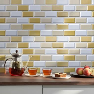 Декоративная ПВХ панель 960х480х4мм Бело-бежевый клинкерный кирпич SW-00001430