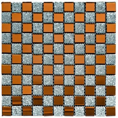 Мозаика из декоративного стекла 298х298х4,5мм Серый+оранж SW-00002361
